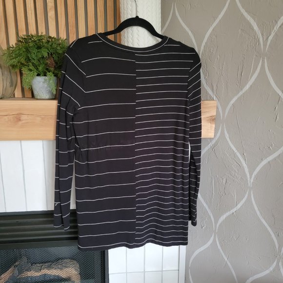 Loft Black with Cream Stripes Long Sleeve Shirt - Picture 2 of 4